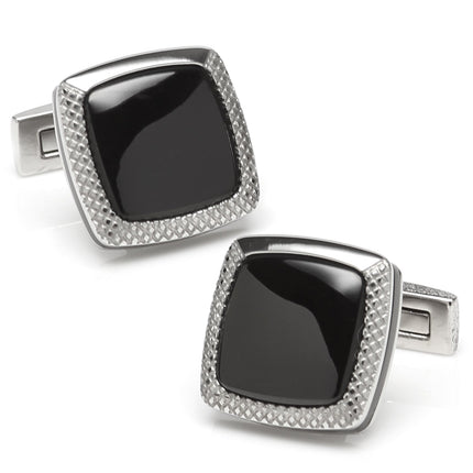 Onyx Cushion Stainless Steel Cufflinks Cufflinks.com Cufflinks - Paul Malone.com