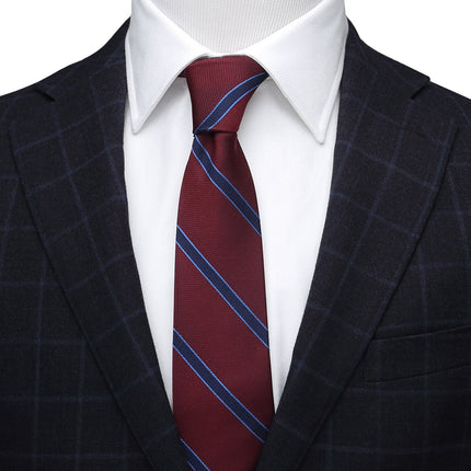 The Phillip Tie (Burgundy Stripe Men's Tie) Ox and Bull Trading Co. Ties - Paul Malone.com
