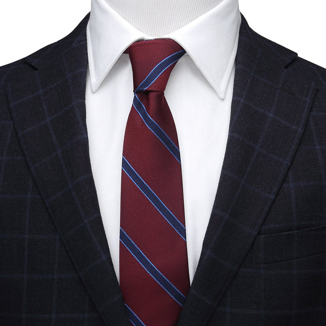 The Phillip Tie (Burgundy Stripe Men's Tie) Ox and Bull Trading Co. Ties - Paul Malone.com