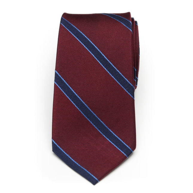 The Phillip Tie (Burgundy Stripe Men's Tie) Ox and Bull Trading Co. Ties - Paul Malone.com
