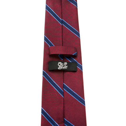 The Phillip Tie (Burgundy Stripe Men's Tie) Ox and Bull Trading Co. Ties - Paul Malone.com