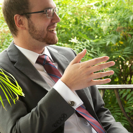 The Phillip Tie (Burgundy Stripe Men's Tie) Ox and Bull Trading Co. Ties - Paul Malone.com