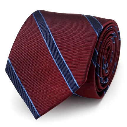 The Phillip Tie (Burgundy Stripe Men's Tie) Ox and Bull Trading Co. Ties - Paul Malone.com