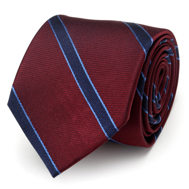 The Phillip Tie (Burgundy Stripe Men's Tie) Ox and Bull Trading Co. Ties - Paul Malone.com