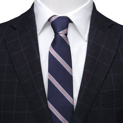 The Travis Tie (Navy Pink Stripe Men's Tie) Ox and Bull Trading Co. Ties - Paul Malone.com