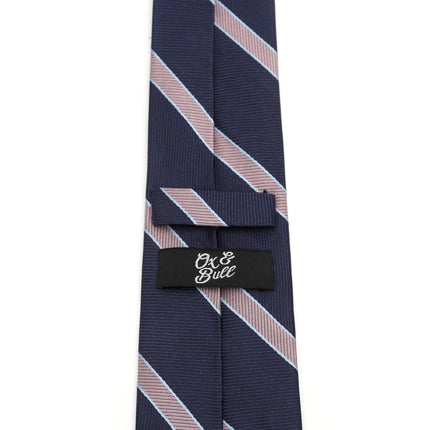 The Travis Tie (Navy Pink Stripe Men's Tie) Ox and Bull Trading Co. Ties - Paul Malone.com