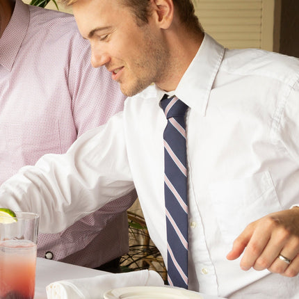 The Travis Tie (Navy Pink Stripe Men's Tie) Ox and Bull Trading Co. Ties - Paul Malone.com