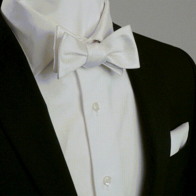 White Silk Self Bow Tie Cufflinks.com Bowtie - Paul Malone.com