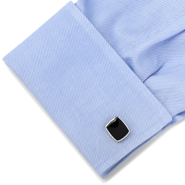 Sterling Silver Classic Cushion Onyx Cufflinks Cufflinks.com Cufflinks - Paul Malone.com