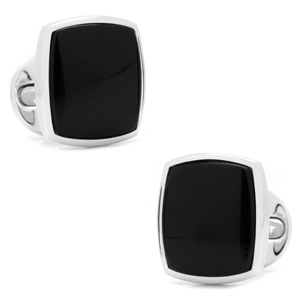 Sterling Silver Classic Cushion Onyx Cufflinks Ox and Bull Trading Co. Cufflinks - Paul Malone.com