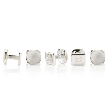 Sterling Silver Classic Formal Mother of Pearl 5-Studs Ox and Bull Trading Co. Studs - Paul Malone.com