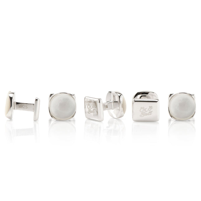 Sterling Silver Classic Formal Mother of Pearl 5-Studs Ox and Bull Trading Co. Studs - Paul Malone.com
