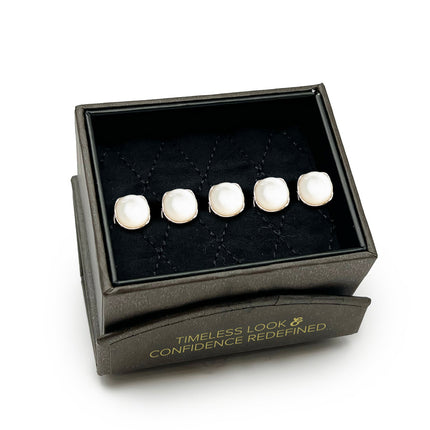 Sterling Silver Classic Formal Mother of Pearl 5-Studs Ox and Bull Trading Co. Studs - Paul Malone.com