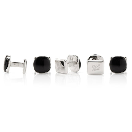 Sterling Silver Classic Formal Black Onyx 5-Studs Ox and Bull Trading Co. Studs - Paul Malone.com