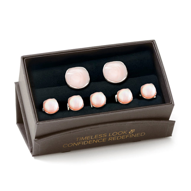 Sterling Silver Classic Formal Pink Mother of Pearl 5-Stud Set Ox and Bull Trading Co. Stud Set - Paul Malone.com