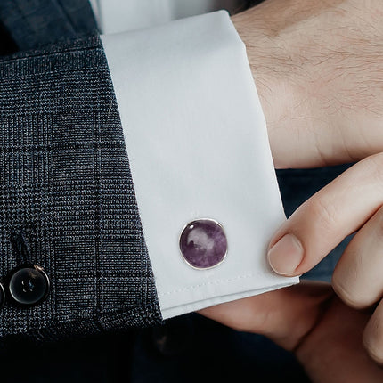 Sterling Silver Classic Formal Amethyst Cufflinks Cufflinks.com Cufflinks - Paul Malone.com