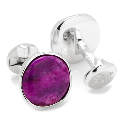 Sterling Silver Classic Round Sugilite Nebula Cufflinks Cufflinks.com Cufflinks - Paul Malone.com