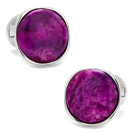 Sterling Silver Classic Round Sugilite Nebula Cufflinks Cufflinks.com Cufflinks - Paul Malone.com