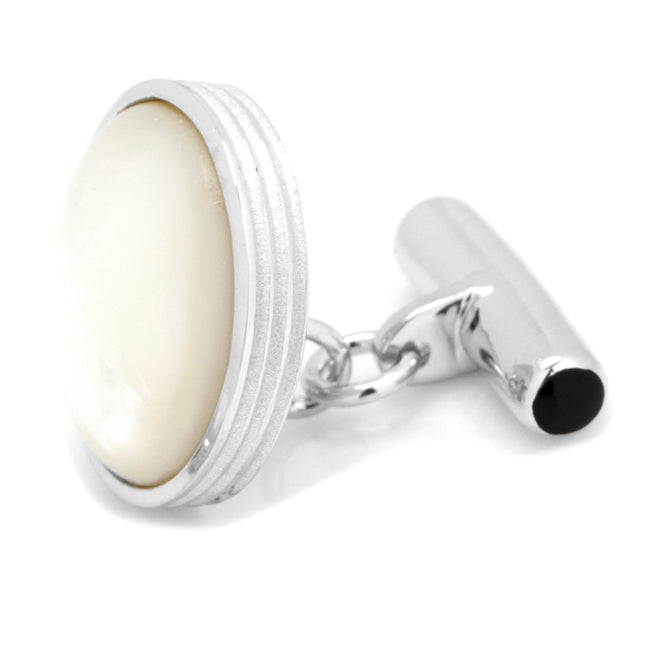 Sterling Silver Ribbed Mother of Pearl Cufflinks Cufflinks.com Cufflinks - Paul Malone.com