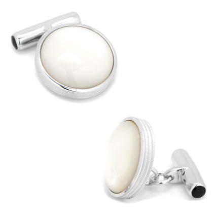 Sterling Silver Ribbed MOP Cufflinks and 5-Stud Set Ox and Bull Trading Co. Stud Set - Paul Malone.com