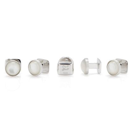 Sterling Silver Ribbed Mother of Pearl 5-Studs Ox and Bull Trading Co. Studs - Paul Malone.com