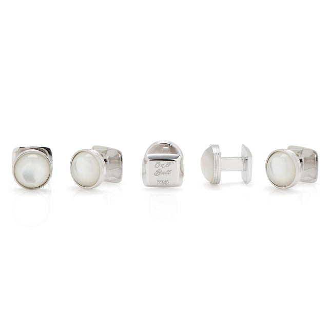 Sterling Silver Ribbed Mother of Pearl 5-Studs Ox and Bull Trading Co. Studs - Paul Malone.com