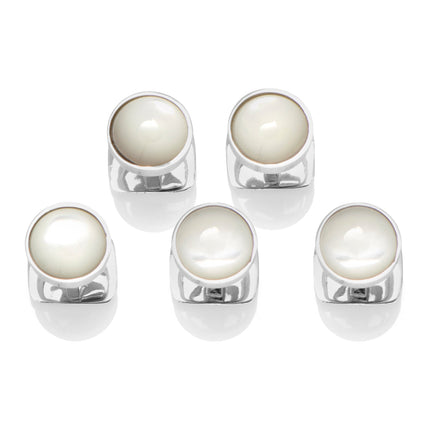 Sterling Silver Ribbed Mother of Pearl 5-Studs Ox and Bull Trading Co. Studs - Paul Malone.com
