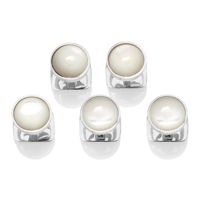 Sterling Silver Ribbed Mother of Pearl 5-Studs Ox and Bull Trading Co. Studs - Paul Malone.com