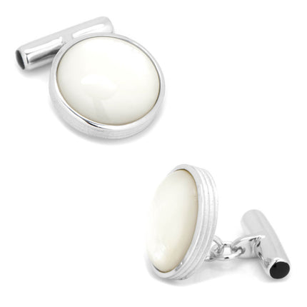 Sterling Silver Ribbed Mother of Pearl Cufflinks Cufflinks.com Cufflinks - Paul Malone.com