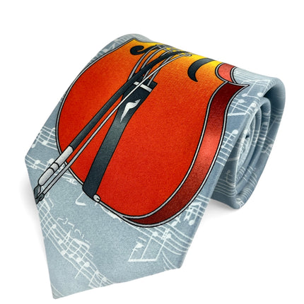 Grey and Red Cello Musical Necktie Set Vittorio Farina Ties - Paul Malone.com