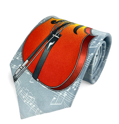 Grey and Red Cello Musical Necktie Set Vittorio Farina Ties - Paul Malone.com