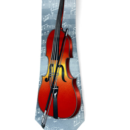 Grey and Red Cello Musical Necktie Set Vittorio Farina Ties - Paul Malone.com