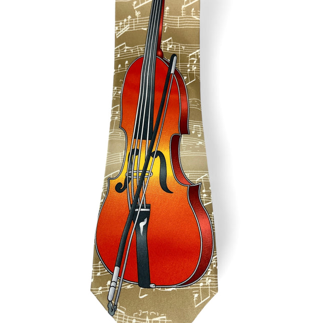 Tan and Red Cello Musical Necktie Set Vittorio Farina Ties - Paul Malone.com