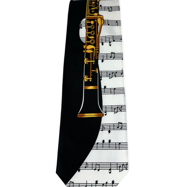 Black and White Saxophone Musical Notes Necktie Set Vittorio Farina Ties - Paul Malone.com