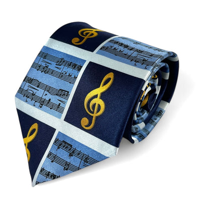 Blue and Navy Musical Notes Necktie Set Vittorio Farina Ties - Paul Malone.com