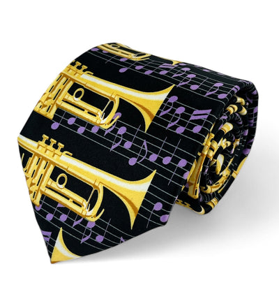 Black and Lavender Trumpet Musical Necktie Set Vittorio Farina Ties - Paul Malone.com