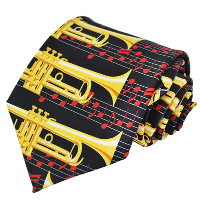 Black, Red and Gold Trumpet Musical Necktie Set Vittorio Farina Ties - Paul Malone.com