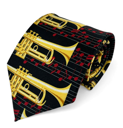 Black, Red and Gold Trumpet Musical Necktie Set Vittorio Farina Ties - Paul Malone.com