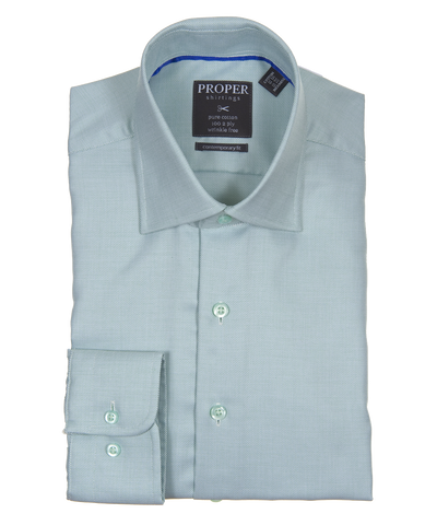 Frosty Green Contemporary Fit Cotton Shirt Proper Shirtings Shirts - Paul Malone.com