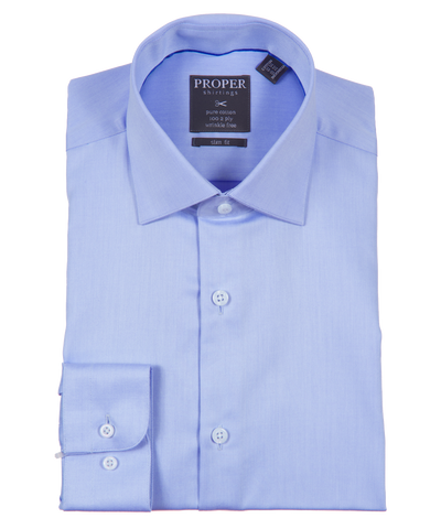 Solid Alaskan Blue Slim Fit Cotton Shirt Proper Shirtings Shirts - Paul Malone.com