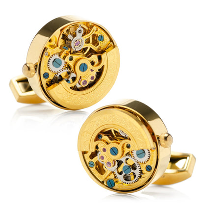 Gold on Gold Kinetic Watch Movement Cufflinks Ox and Bull Trading Co. Cufflinks - Paul Malone.com