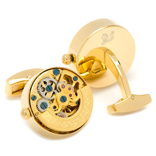 Gold on Gold Kinetic Watch Movement Cufflinks Cufflinks.com Cufflinks - Paul Malone.com