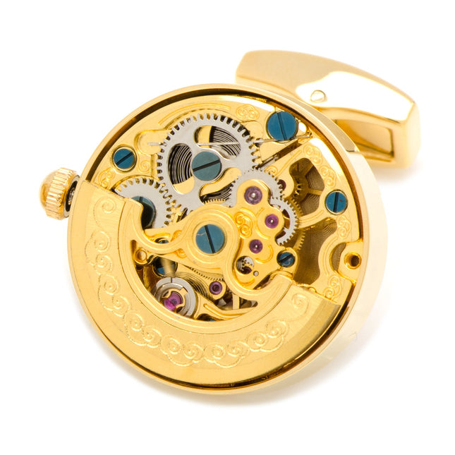 Gold on Gold Kinetic Watch Movement Cufflinks Cufflinks.com Cufflinks - Paul Malone.com