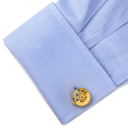 Gold on Gold Kinetic Watch Movement Cufflinks Ox and Bull Trading Co. Cufflinks - Paul Malone.com