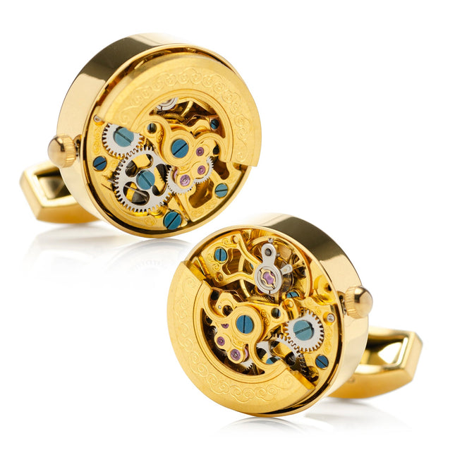 Gold on Gold Kinetic Watch Movement Cufflinks Cufflinks.com Cufflinks - Paul Malone.com