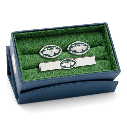 NFL New York Jets Cufflinks & Tie Bar Gift Set NFL Gift Set - Paul Malone.com