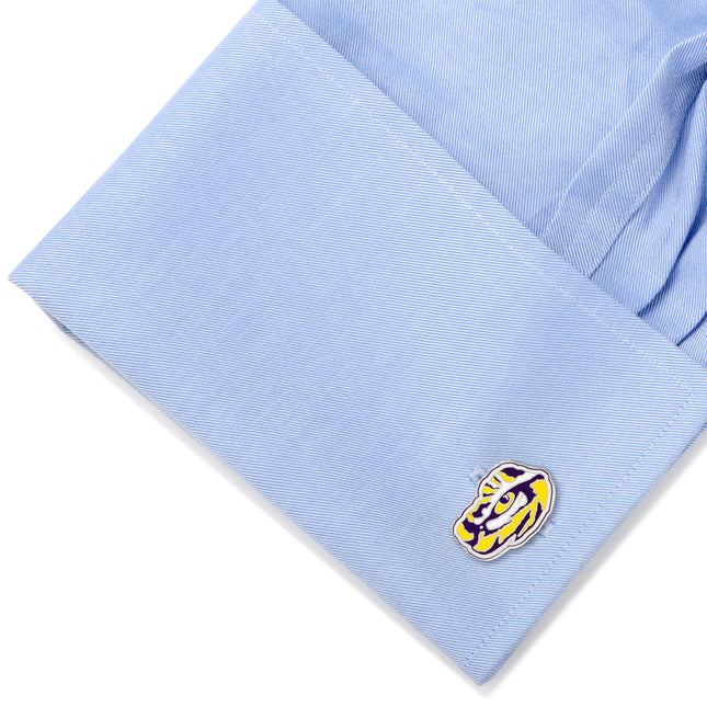 NCAA LSU Tiger's Eye Cufflinks and Tie Bar Gift Set