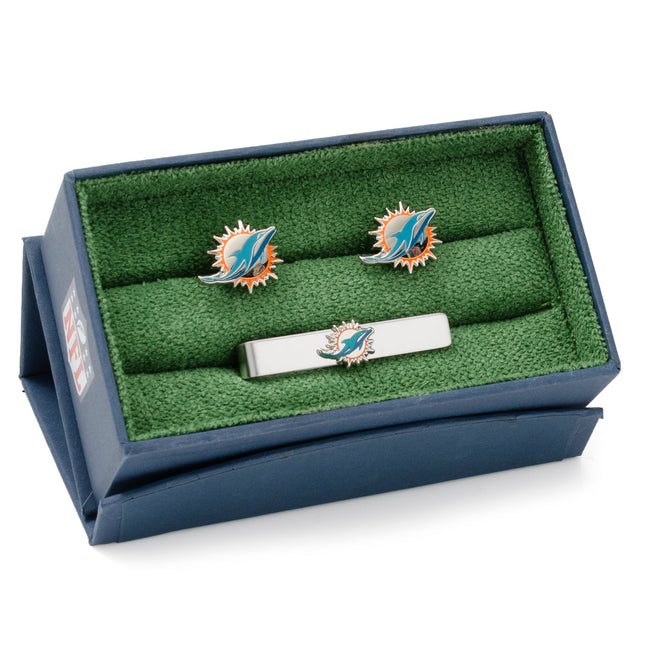 NFL Miami Dolphins Cufflinks and Tie Clip Gift Set
