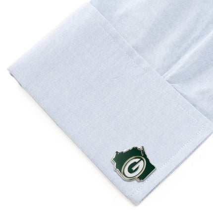 NFL Green Bay Packers State Shaped Cufflinks NFL Cufflinks - Paul Malone.com