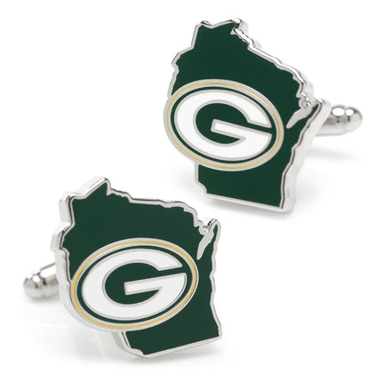 NFL Green Bay Packers State Shaped Cufflinks NFL Cufflinks - Paul Malone.com